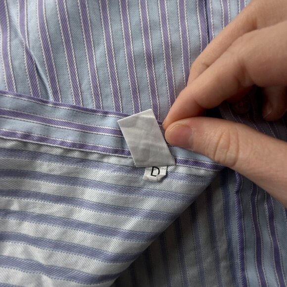 Thomas Pink Long Sleeve Button Up Shirt Cotton Slim Fit 17 French Cuff Striped - Picture 12 of 15